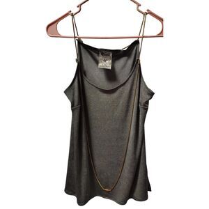 Vocal‎ Small Gold Rope Chain Gray Sleeveless Camisole